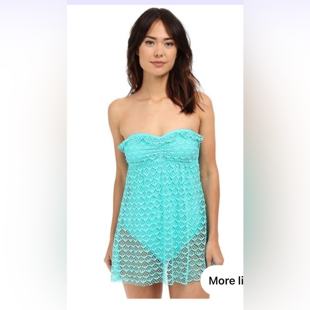 Nautica Absolutely Shore Soft Cup Bandeau Swim Dress Turquoise Size 6